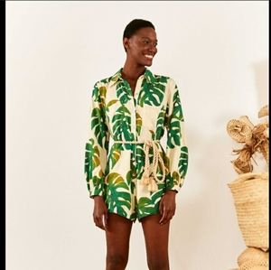NWOT Farm Rio Monstera Leaf Romper